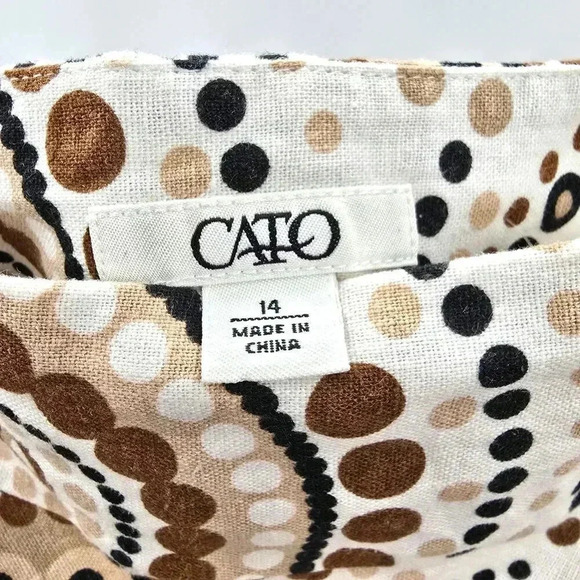 Cato Brown Floral Knee Length Flare Linen Bottom Skirt Plus 14 - Picture 4 of 5